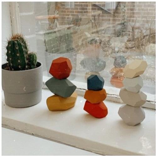 4 Style Wooden Rainbow Stone Jenga Building Block Educational Toys Nordic Style Stacking Game Childrens Toys Balance Wooden Toy