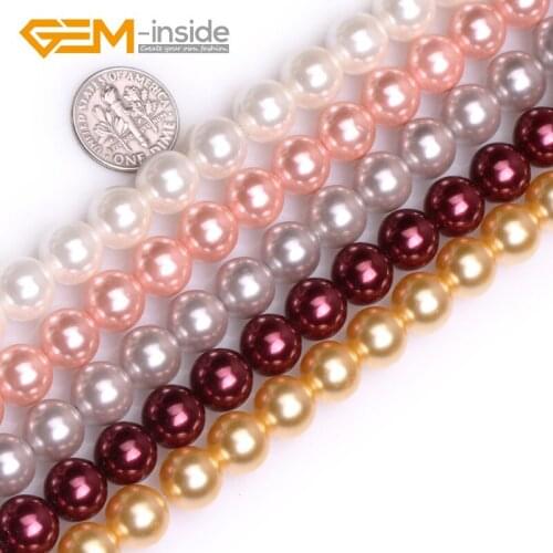 Assorted Colors 10mm Round Shell MOP Pearl Gem stone Beads For Jewelry Making 15" Strand DIY Gem-inside