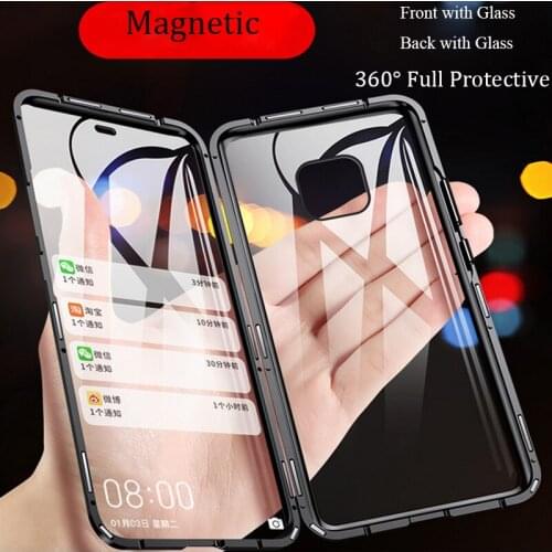 Huawei Mate 20 Lite Magnetic Case Mate20 360 Front and Back Double Sided Glass Cover Case for Huawei Mate 20 Lite Metal Bumper
