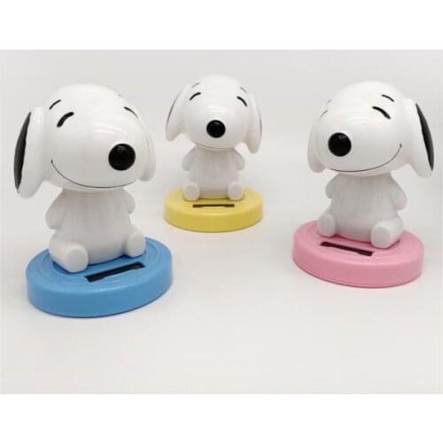 Cute Solar Powered Nodding Head Dog Doll Home Car Decor Gadget Toy