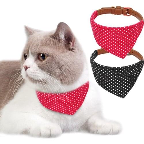 Cute Polka Dot Cat Bandana Collar Soft Bowknot Cat Kitten Collars Pet Bandanas Adjustable for Small Medium Dogs Beagle Pug