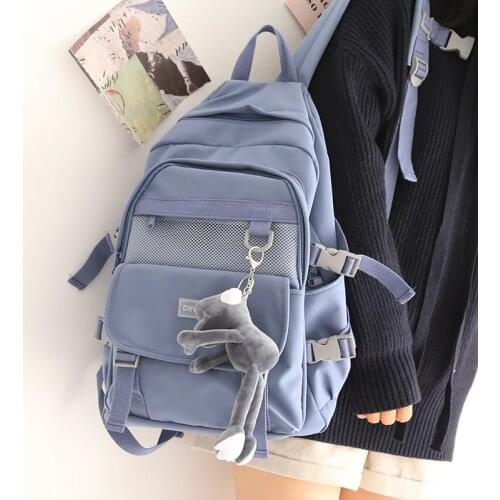 Trendy Cool Tooling School Bags Large-capacity Men Backpack Women School 15.6" Laptop Backpacks Female Korean Shoulder Book Bag