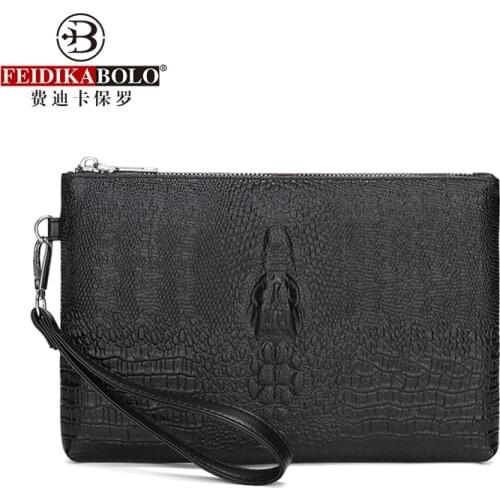 Alligator Pattern PU Leather Man Clutch Wallet Long Design Fashion Man Clutches Purse Business Male Mobile Bag Animal Emboss