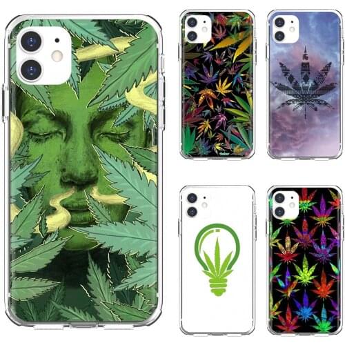 For Xiaomi mi Redmi Note 3 4 4X 5 6 7 8 8t 9 9s 9t 10 pro lite Soft Silicone TPU Case Weed-Leaf-design-green