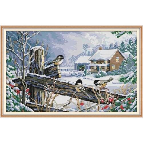 Bird on the fence cross stitch kit aida 14ct 11ct count print canvas cross stitches needlework embroidery DIY handmade