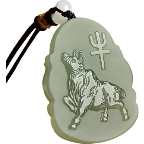 Natural A hetian jade carving green jade Chinese zodiac guanyin jade pendant unique design jadeite jade necklace men jewelry