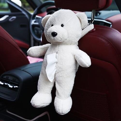 New Cartoon Cute Teddy Bear Gift Set Car Seat Back Hanging Bear Tissue Box Car Accesories Interior