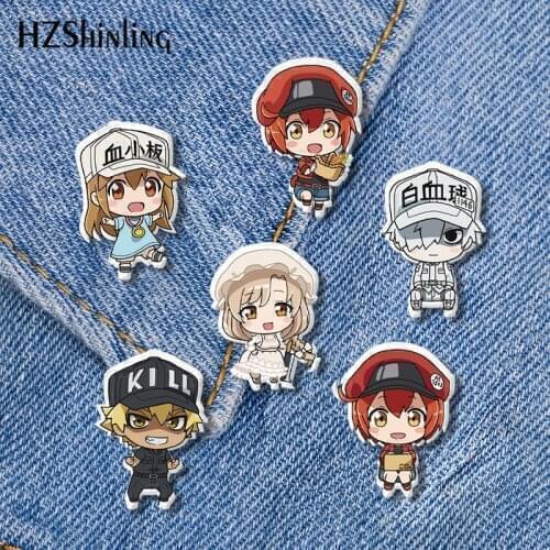 2021 New Anime Cells at Work Acrylic Lapel Pin Epoxy Butterfly Clasp Pin Handmade Butterfly Brooch