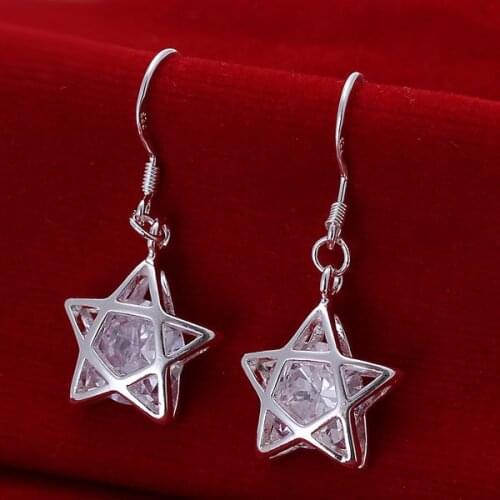 Wholesale High Quality Jewelry silver plated Hollow Star Earrings for Women best gift SMTE200