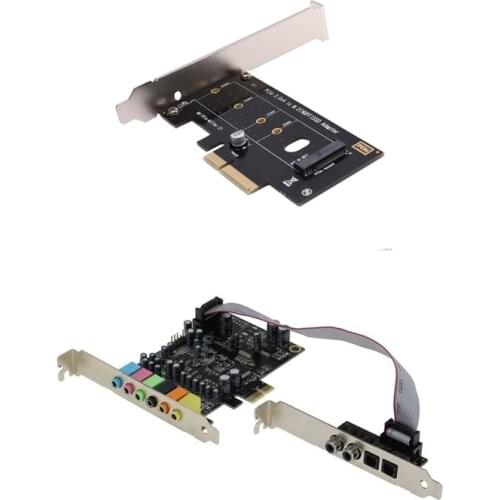 Pci-E Pci Express 3.0 X4 To Nvme M.2 M Key Ngff Ssd Pcie M2 Riser Card Adapter With Pcie 7.1 Channel Sound Card