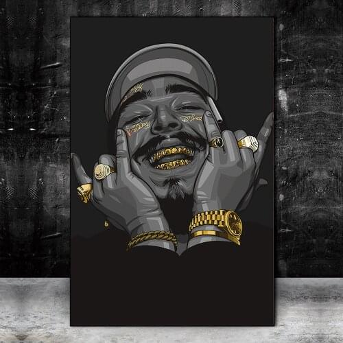 Portrait of Famous Rapper Canvas Art Posters And Prints Hip Hop Music Singer Canvas Paintings On the Wall Art Picture Home Decor
