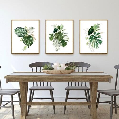 Tropical Leaf Print Posters Monstera Leaf Palm Banana Canvas Painting Green Leaves Wall Art Living Room Decoration Pictures