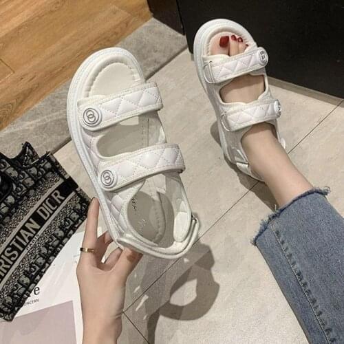 Sandals Womens 2021 Summer New Korean Version of The Small Fragrance Women Net Red Velcro Super Fire Rome Flat Sneakers