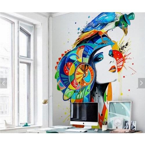 Sex Girl Parrot Abstract Painting Wall Mural Photo Wallpaper Rolls for Living Room Study Room Wall Papers Home Wall Decor Murals