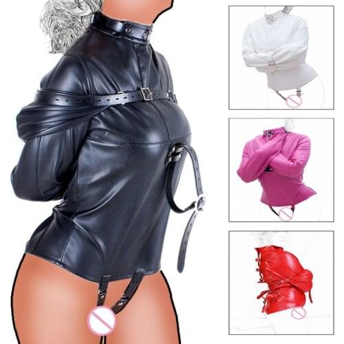 Sex Slave Binding Clothing,Leather Arm Binder Restraint Straitjacket,BDSM Bondage Cosplay Sexy Costume Exotic Sex Toys For Women