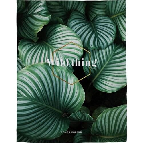 Nordic Tropical Plants Pattern Cloth Shading Punch-Free Easy Velcro Paste Blackout Curtain for Bedroom Print Your Photo