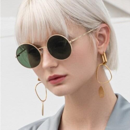 2021 Fashion Round Metal Sunglasses Women Luxury Brand Designer Sun Mirror Womens Men Driving Out Door Eyeglasses Uv400