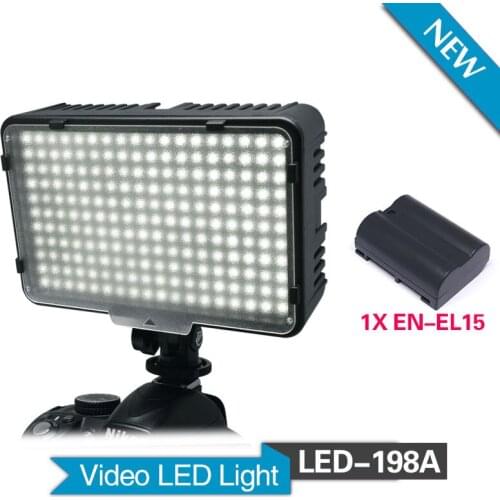 Mcoplus 198A LED with 1 pcs EN-EL15 battery for DV Camcorder & Canon Nikon Pentax Sony Panasonic Olympus Digital SLR Cameras