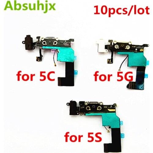 Absuhjx 10pcs Charging Port Flex Cable for iPhone 5 5S 5C Charger Port USB Dock Conector for 5G 5SE SE Replacement Parts