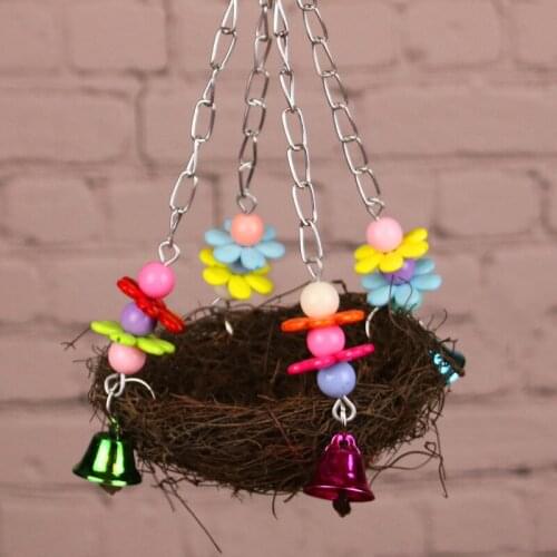 Vintage Bird Cage Squirrel Funny Chain Swing Toy Pet Bird Supplies Natural Wooden Parrots Swing Toy Birds Bird Nest