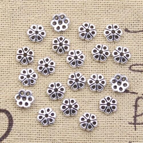 200pcs 6x7mm Tibetan Antique Silver Color Flower Bead End Caps For Jewelry Making Findings Needlework DIY Accessories Wholesale