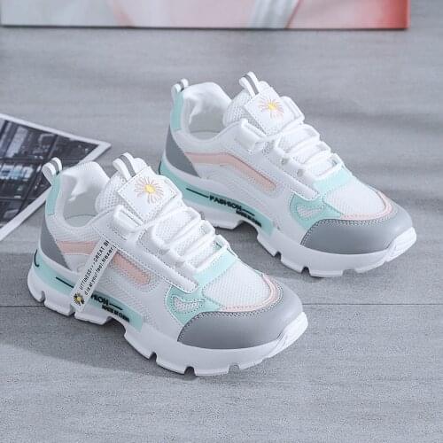 Spring Korean Platform Sneakers Women Shoes Thick Bottom Chunky Sneakers Breathable Mixed Colors Slip On Casual Shoes Woman 2021