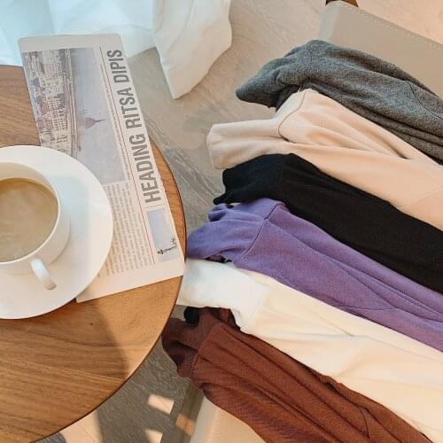 Women Turtleneck Tops Brown White T-shirt Blouses Spring Autumn Tihgt Long Sleeve Pullover Girls Casual Basic Tees Sweetshirts