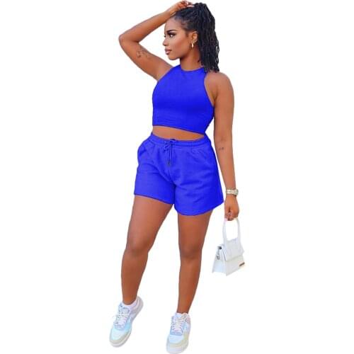 Womens Solid Vest Shorts Sport Suit Summer Casual Quick Dry Two Piece Set Outdoor Vacation Cool Breathable Suit Yoga Set