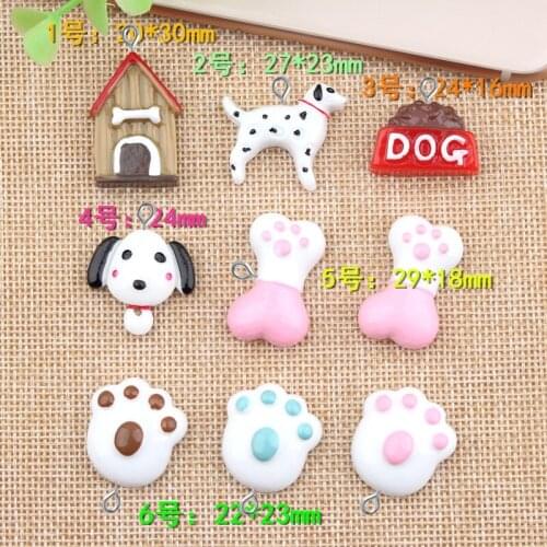 10pcs DIY Resin bone dog house charms pawprint flatback patch kawaii cabochon paster resin craft gift jewelry making ornament