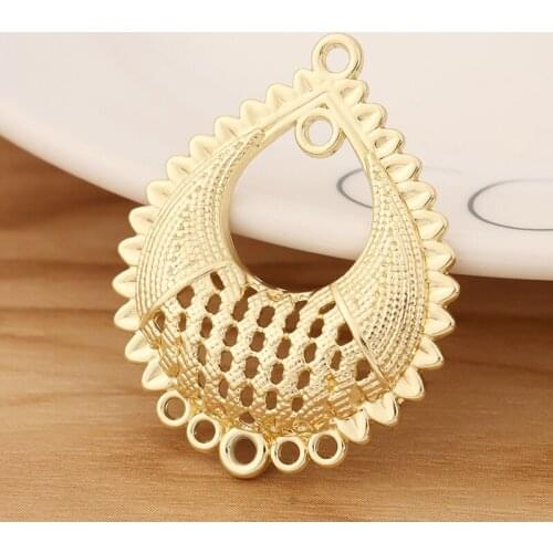 10 Pieces Gold Tone Water Drop Chandelier Multi Strand Connectors Charms Pendants for DIY Earrings Jewellery Making 38x31mm