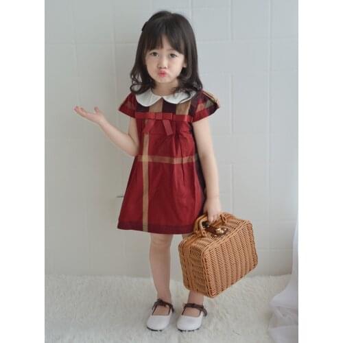 2021 New Arrival Summer Kids Dresses Peter Pan Colloar Short Sleeve A-Line Dress Girls 1 to 6 Years Old Baby Girl Birthday Dress