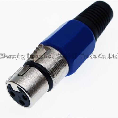 3Pin CANNON KTV Audio MIC Connector XLR 3 Pin female 3P XLR KTV Microphone/ Speakers plug, Silver with blue sheath