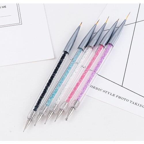5 Pcs/Sets UV Gel Liner Polish Brush Nail Art Dotting Tools Nail Art Pen 2 In 1 Double Ends Dotting Drawing Painting