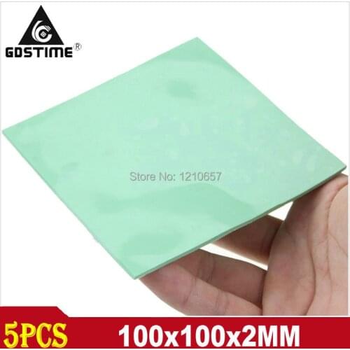 5 pieces Lot 100mm x 100mm x 2mm Green Computer CPU VGA Conductive Silicone Thermal Pad