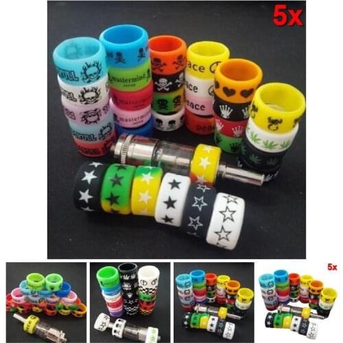 5PCS Punk Rock Silicone Rings Sports Band Rubber Flat Vape Accessory New Fashion DIY Apparel Sewing Fabric Arts Crafts Sewing