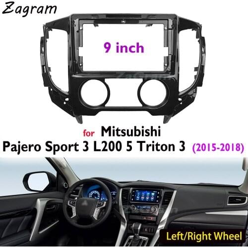 9 Inch 2 Din Car Video Fascia for Mitsubishi Pajero Sport 3 L200 5 Triton 3 2015-2018 Panel DVD Player Audio Dashboard Frame