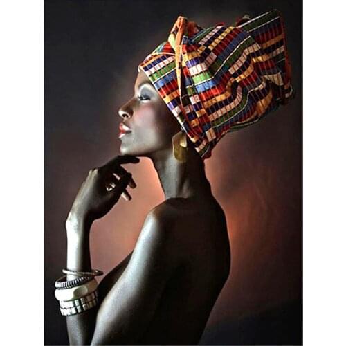 African Woman DIY Cross Stitch 11CT Embroidery Kits Needlework Craft Set Printed Canvas Cotton Thread Home Decoration Design