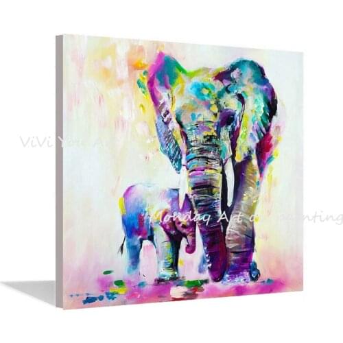 Big size Hand painted Canvas Painting Elephant pictures for living room Animal oil painting cartoon paintings Wall Art pictures