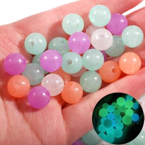 100pcs Luminous Acrylic Beads Star/Circle/Ring Big Hole Glow In The Dark Spacer Beads for Jewelry Clothing Toy Making Diy