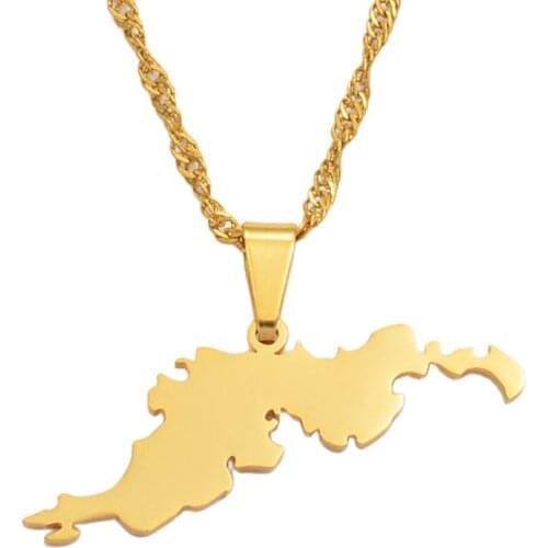 Anniyo The British Virgin Islands Tortola BVI Map Pendant Chain Necklaces for Women Girls Jewelry Gifts #115621