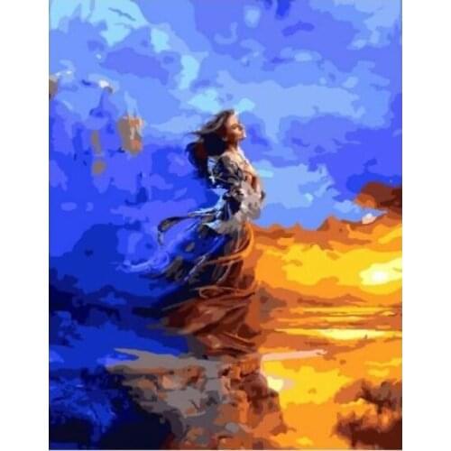 Cioioil-T1350 Passion of girl for wave Painting By Number Wall Art Picture Paint By Number Canvas Painting Artwork