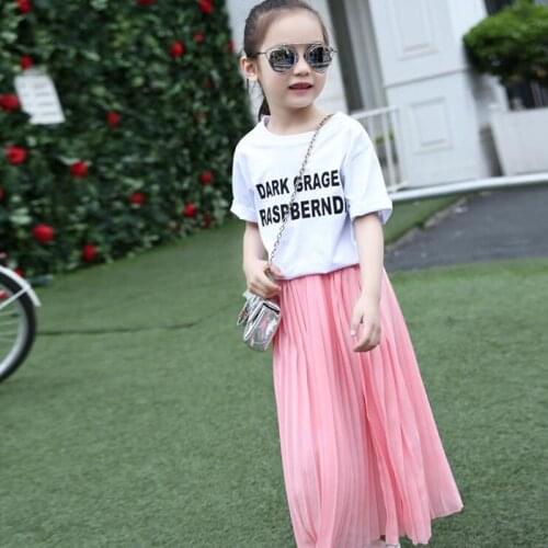 Girls Long Skirt Children Clothes Kids Pink Black Pleated Skirts Teenage Girls Skirts Summer 8 9 10 11 12 13 14 Years Mother