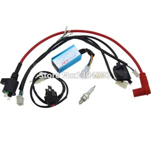 Wiring Loom Ignition Coil CDI C7HSA Spark Plug Kill switch 50cc 70cc 90cc 110cc 125cc PIT Dirt Bike ATV FREE SHIPPING