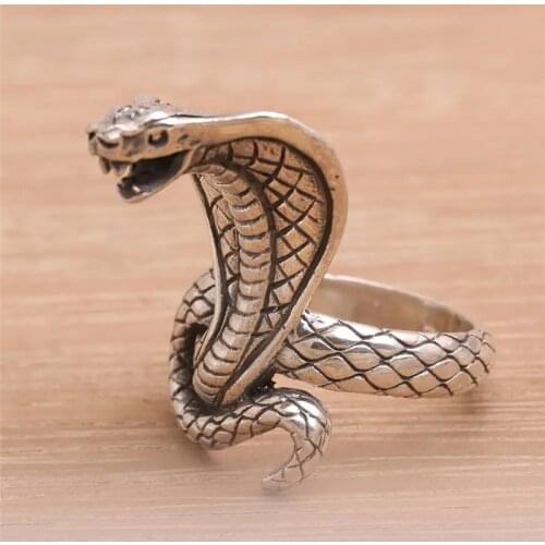 FDLK Vintage Zinc Alloy Lady Cobra Ring Bohemian Style Snake Wrap Ring Party Jewelry