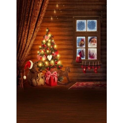 5x7ft Christmas Tree Gift Sock Santa Claus Photography Backdrops Photo Props Studio Background