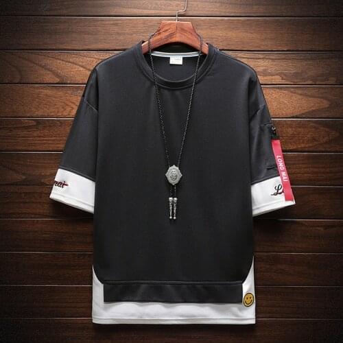 SFABL New Fashion Solid Men Black White Tshirt Patchwork T Shirt Men Summer New O-neck T-shirt Harajuku Streetwear Short Sleeve