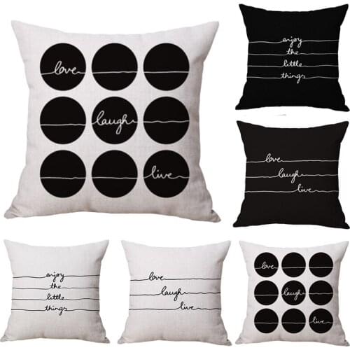 Geometric Dot Quotes Words Pillow Covers Cotton Linen Throw Pillow Case Room Gifts Sofa Waist Cushion Cover For Home Decorative