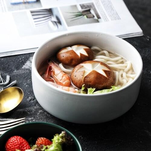 Ceramic bowl household rice bowl Nordic creative matte soup bowl personalized fruit salad dessert noodle bowl dinner plates