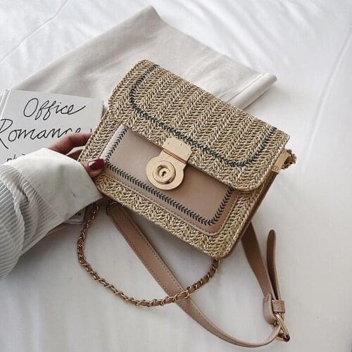 Summer Womens Straw Bag 2021 New Chain Messenger Female Bag Ladies Beach Shoulder Bag Female Fashion Clamshell Bag