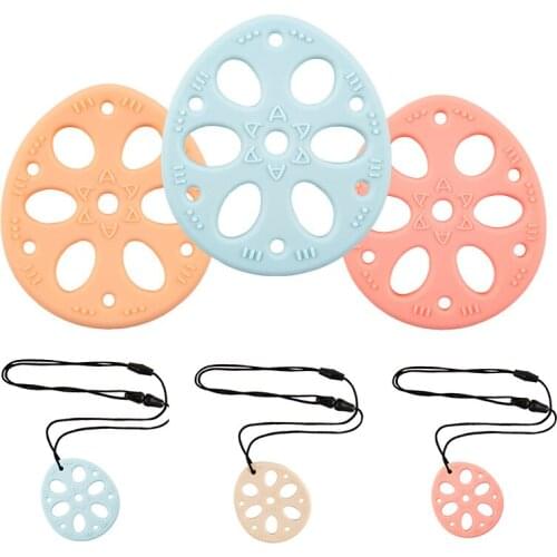 Cute Soft Silicone Baby Teether Lotus Root Teething Nursing Accessories BPA Free Dental Training Tools Baby Necklace Toys